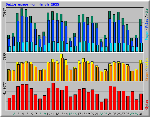 Daily usage for March 2025